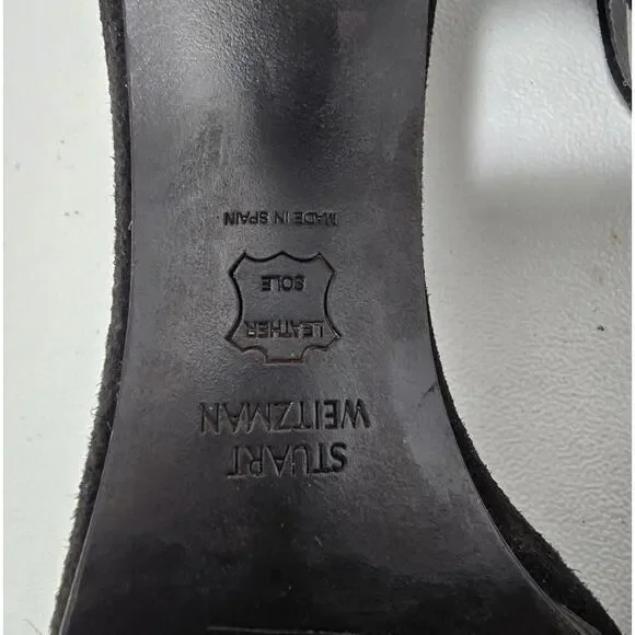 Stuart Weitzman Nearly Nude Black Suede Heels Size 7 wide - Picture 10 of 11